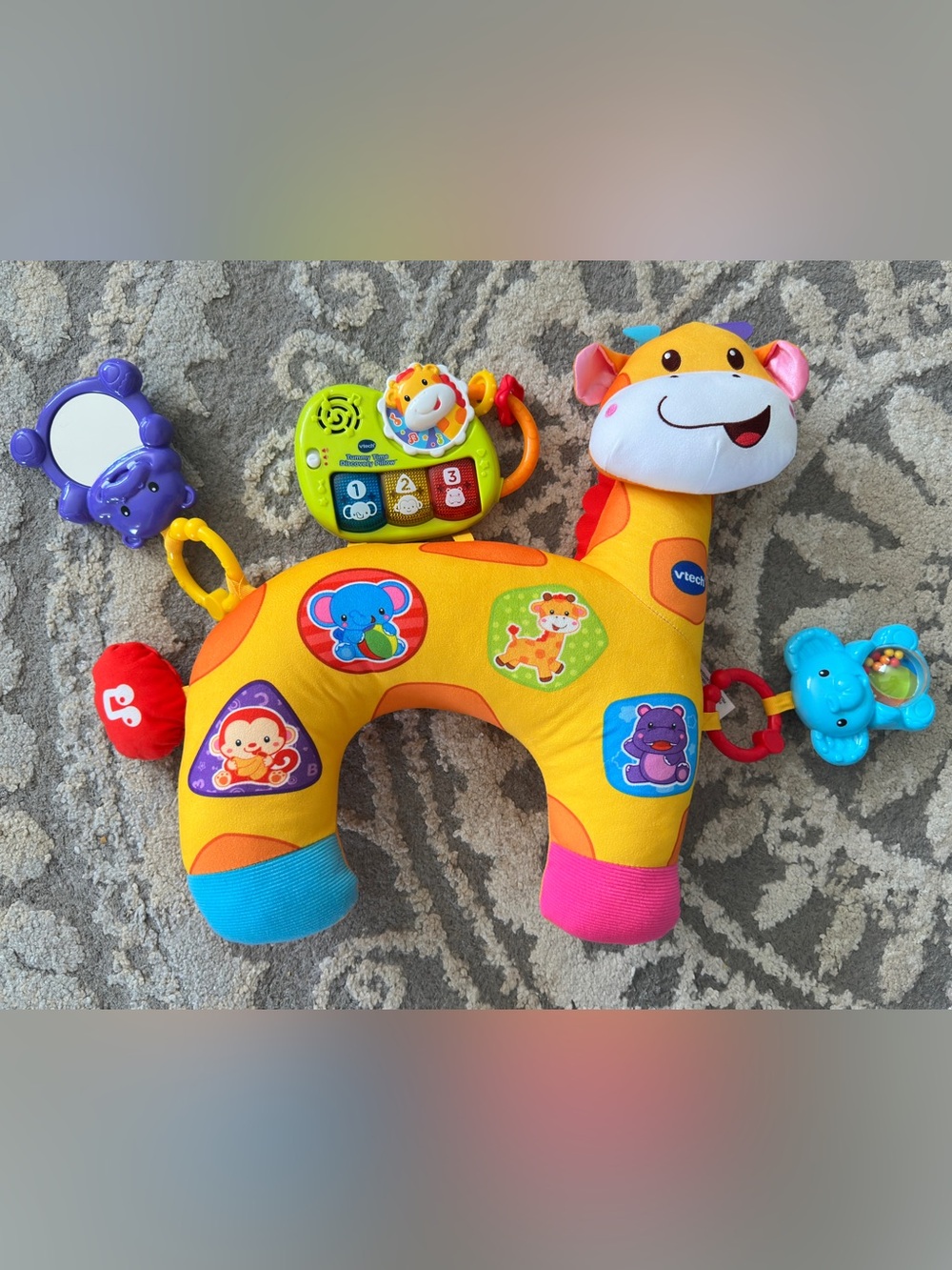 Vtrch Tummy time Yellow & Pink Giraffe Plush Activity Toy